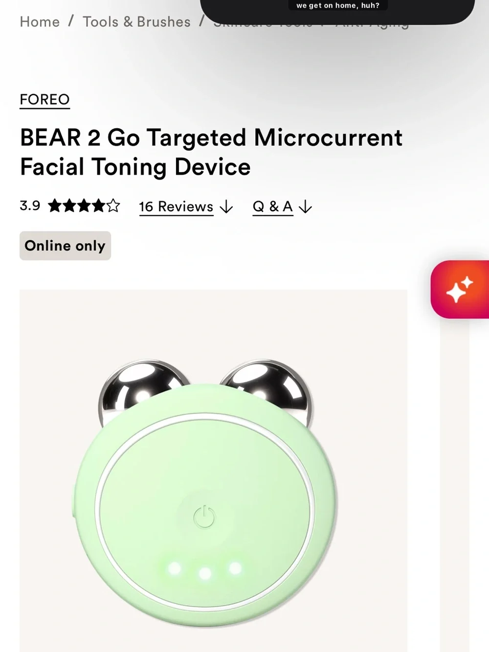 FOREO Bear 2 Go Microcurrent Facial Toning Device - BNIB, Mint Green Colot